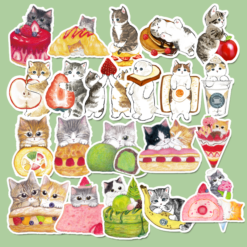 韩国ins风手帐贴纸卡通图案素材手机笔记本水杯diy装饰猫咪小贴画
