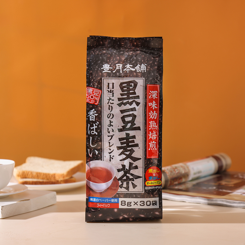 日本进口代用茶  丰月本铺黑豆麦茶茶包 小包茶 240g(8g*30包）
