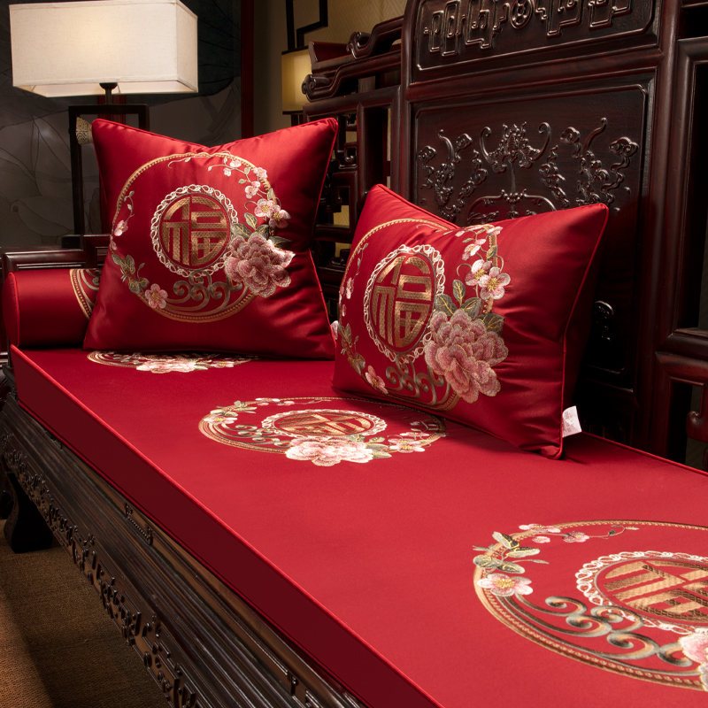 中式红木沙发坐垫带靠背定做实木家具海绵垫座垫防滑乳胶垫可拆洗