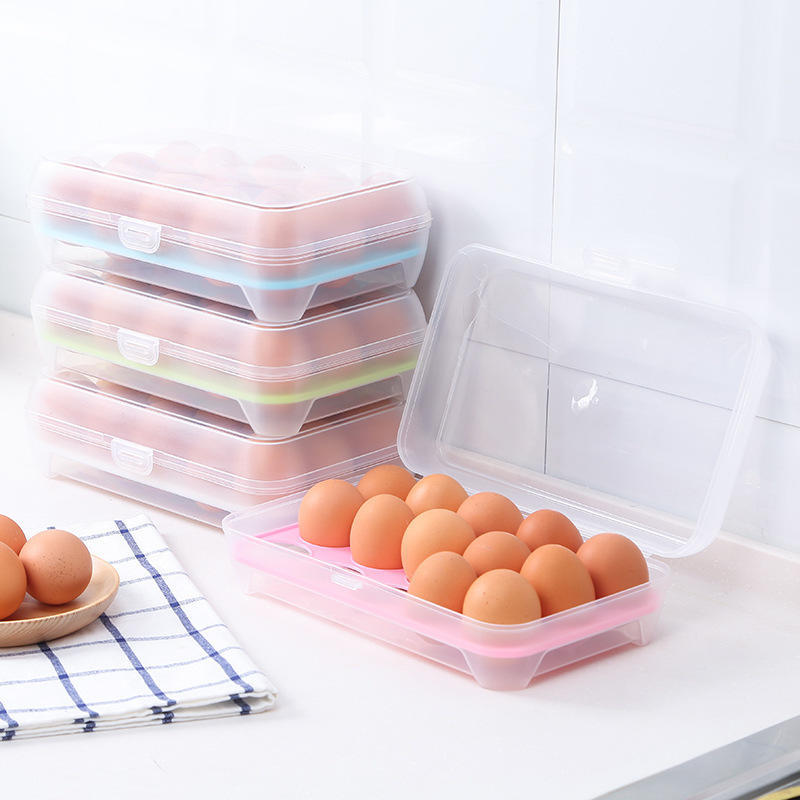 装鸡蛋托厨房15格放鸡蛋的收纳盒冰箱用鸡蛋保鲜盒多层鸡蛋盒塑料