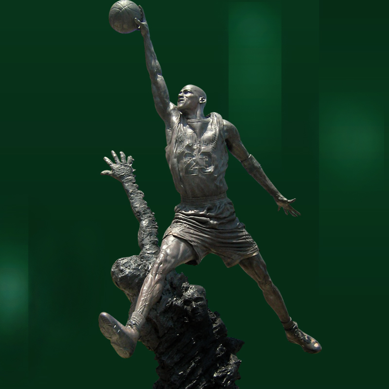 直销校园文化打篮球雕塑大型玻璃钢仿铜体育运动主题X人物雕塑摆