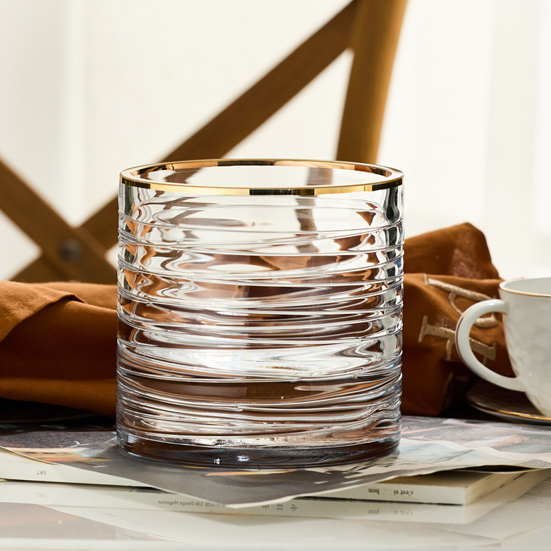 描金相思玻璃花瓶创意INS玻璃花器客厅餐桌家居鲜花插花瓶工艺品