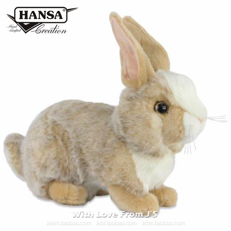 澳洲Hansa雪兔水兔侏儒兔仿真动物公仔 儿童礼物 毛绒玩偶 8491