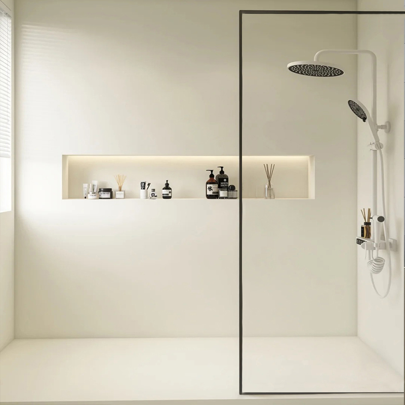 极窄边框淋浴房卫生间干湿分离浴室极简半隔断超白玻璃门屏风浴屏