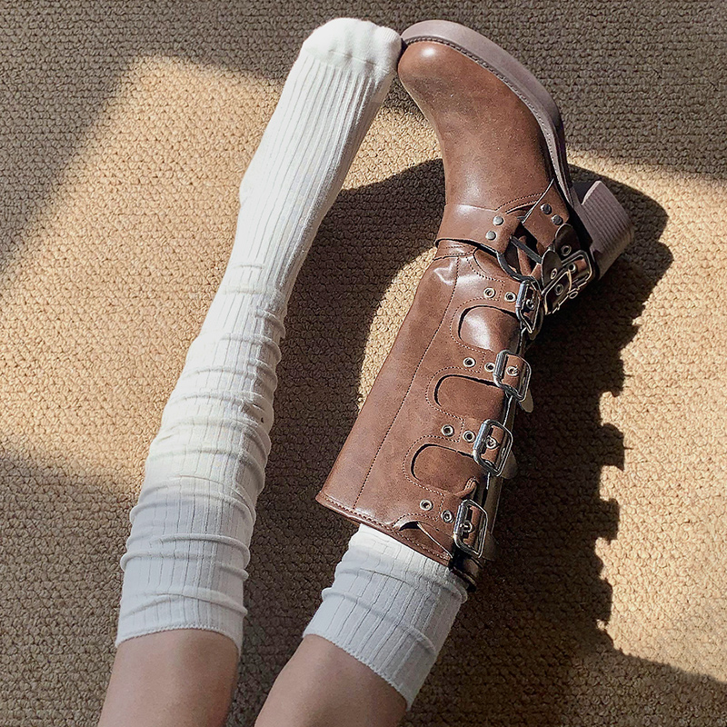 美拉德小腿袜子女搭配靴子堆堆袜春秋季白色长筒靴袜jk过膝袜秋冬