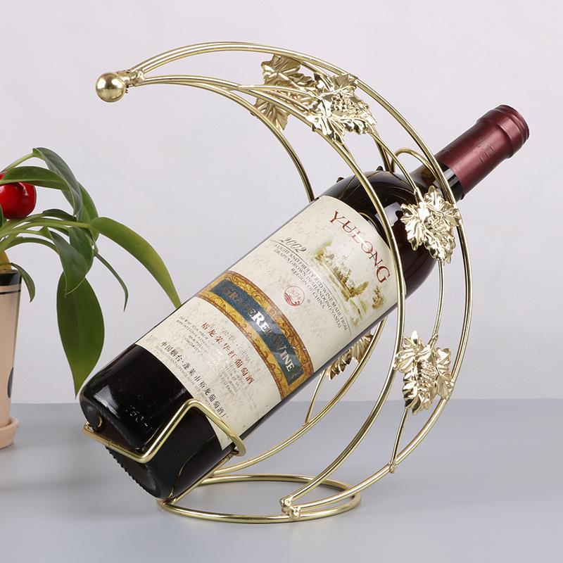 小月亮船红酒架摆件 欧式铁艺酒瓶架子 创意半月葡萄酒架子
