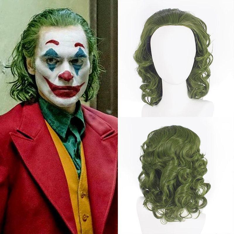 万圣节小丑假发男款joker希斯莱杰全头套搞怪短卷发cos动漫绿色