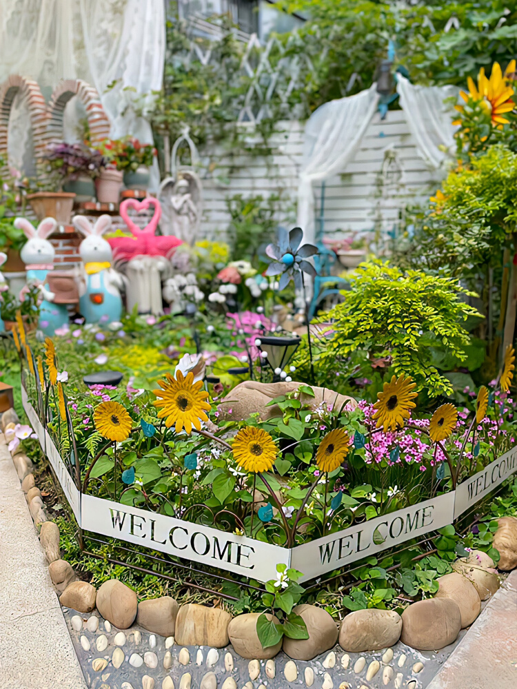 创意向日葵花围栏栅栏户外花园庭院别墅阳台藤曼爬藤植物花架装饰