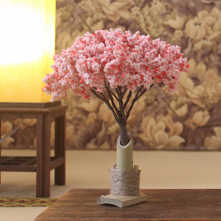 日式特色花器樱花树和风橱窗展柜台日料店寿司店装饰摆件手办背景