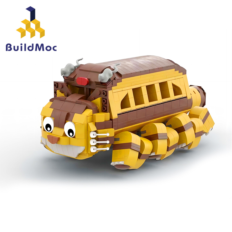 BuildMOC漫画周边公仔公交车猫巴士拼装积木儿童益智玩具摆件男孩