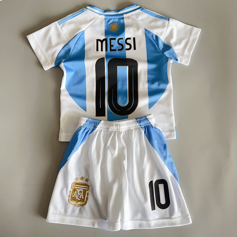 2024新款阿根廷足球服梅西10号球衣儿童运动速干训练服定制印号