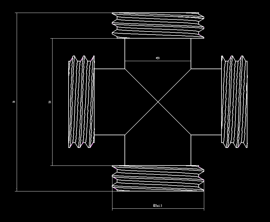 外螺纹液压管-四通管接头注塑成型工艺及模具CAD图纸设计带Word