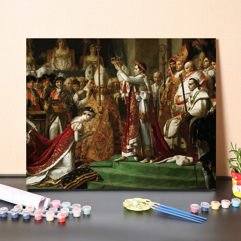 数字油画diy填充卢浮宫博物馆典藏名画拿破仑一世填色绘画装饰画