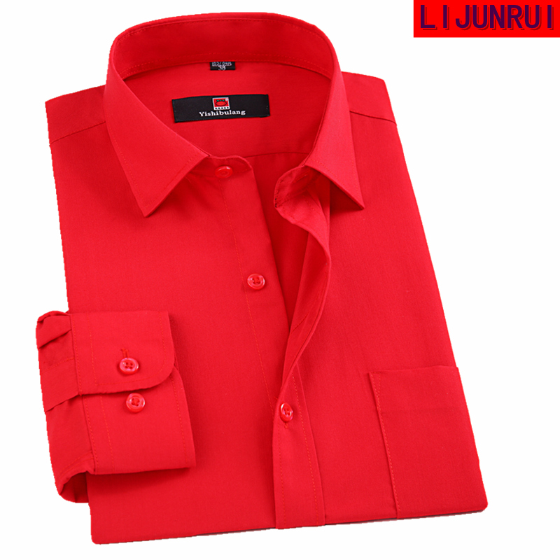 男士大红色商务休闲长袖棉衬衫细条纹男装免烫衬衣本命年红寸衣