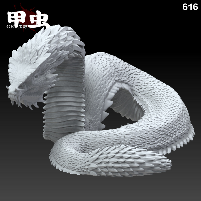 变异深渊鳞片巨蛇小雕像大型GK树脂手办摆件高精度D打印成品白模
