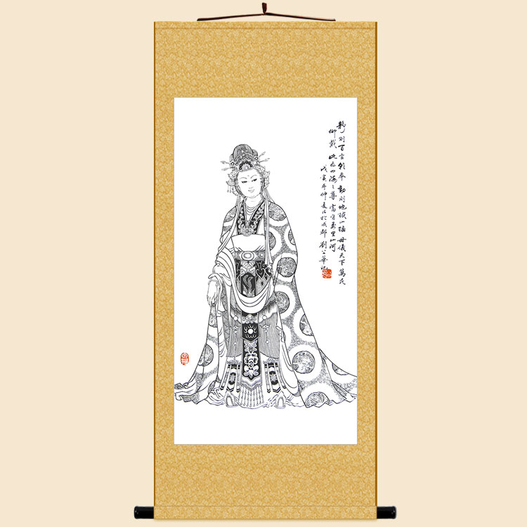 武则天画像 唐朝女皇帝人物画卷轴挂画 中式复古书房装Y饰画丝绸