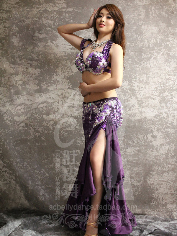 AC肚皮舞专业进口埃及高级定做哈南系列表演套装演出服662紫色