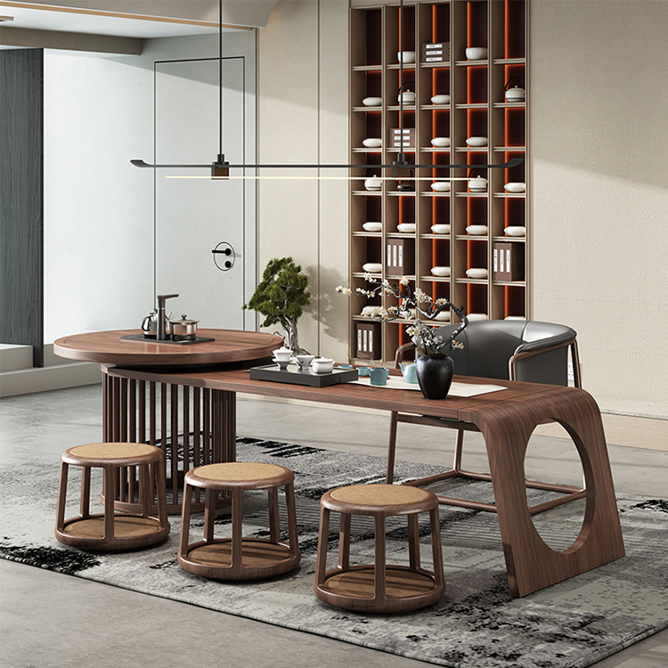 新中式茶桌椅组合禅意茶空间实木功夫泡茶台办公室喝茶桌茶室家具