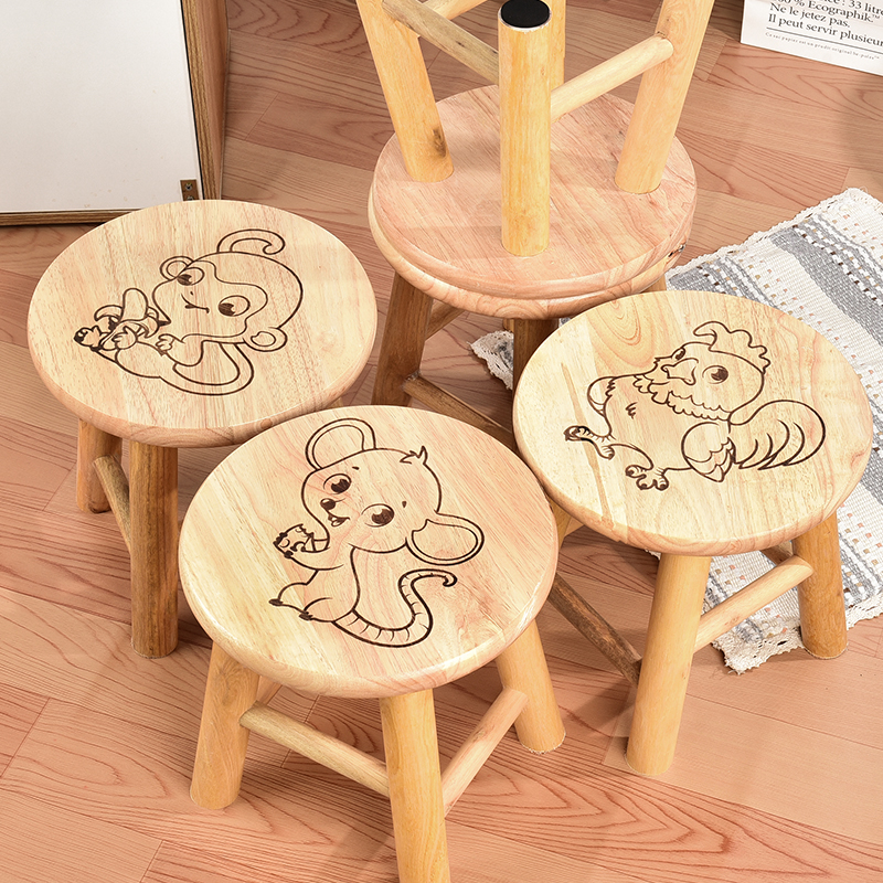 儿童凳子实木创意木头板凳矮凳木凳幼儿园动物坐凳可爱家用圆凳子