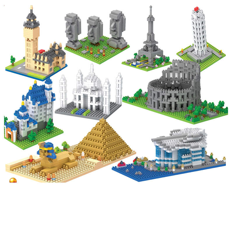 小颗粒微钻石积木世界著名建筑 巴黎铁塔 天鹅堡 拼插益智玩具