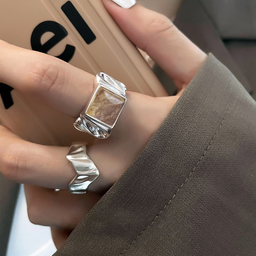 新款2022纯银食指戒指女ins酷帅混搭时尚个性夸张潮流开口指环