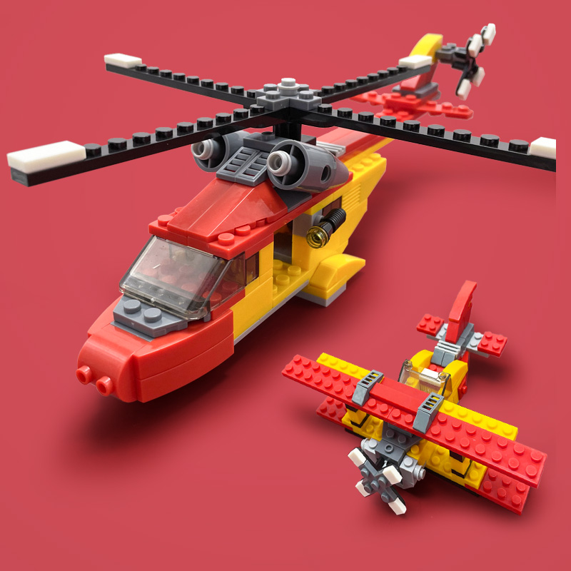 儿童益智积木男孩拼装玩具直升飞机系列战斗机客机6岁8生日5礼物7