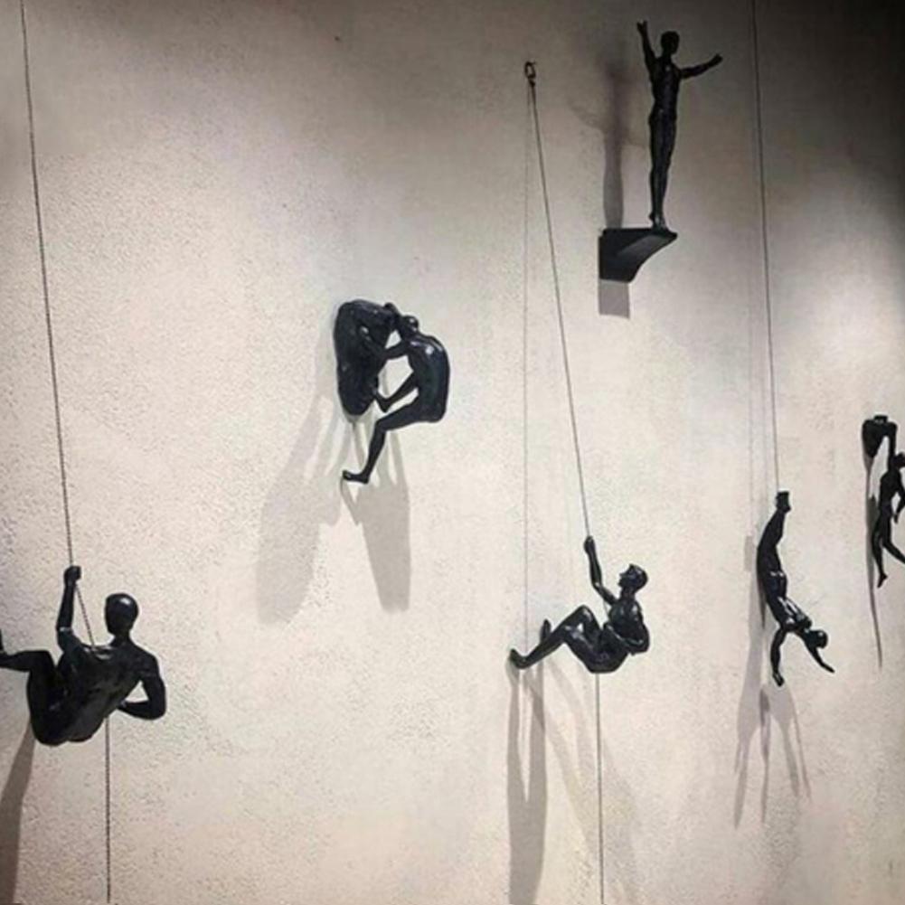 极速Creative Rock Climbing Man Resin Background Wall Hanging