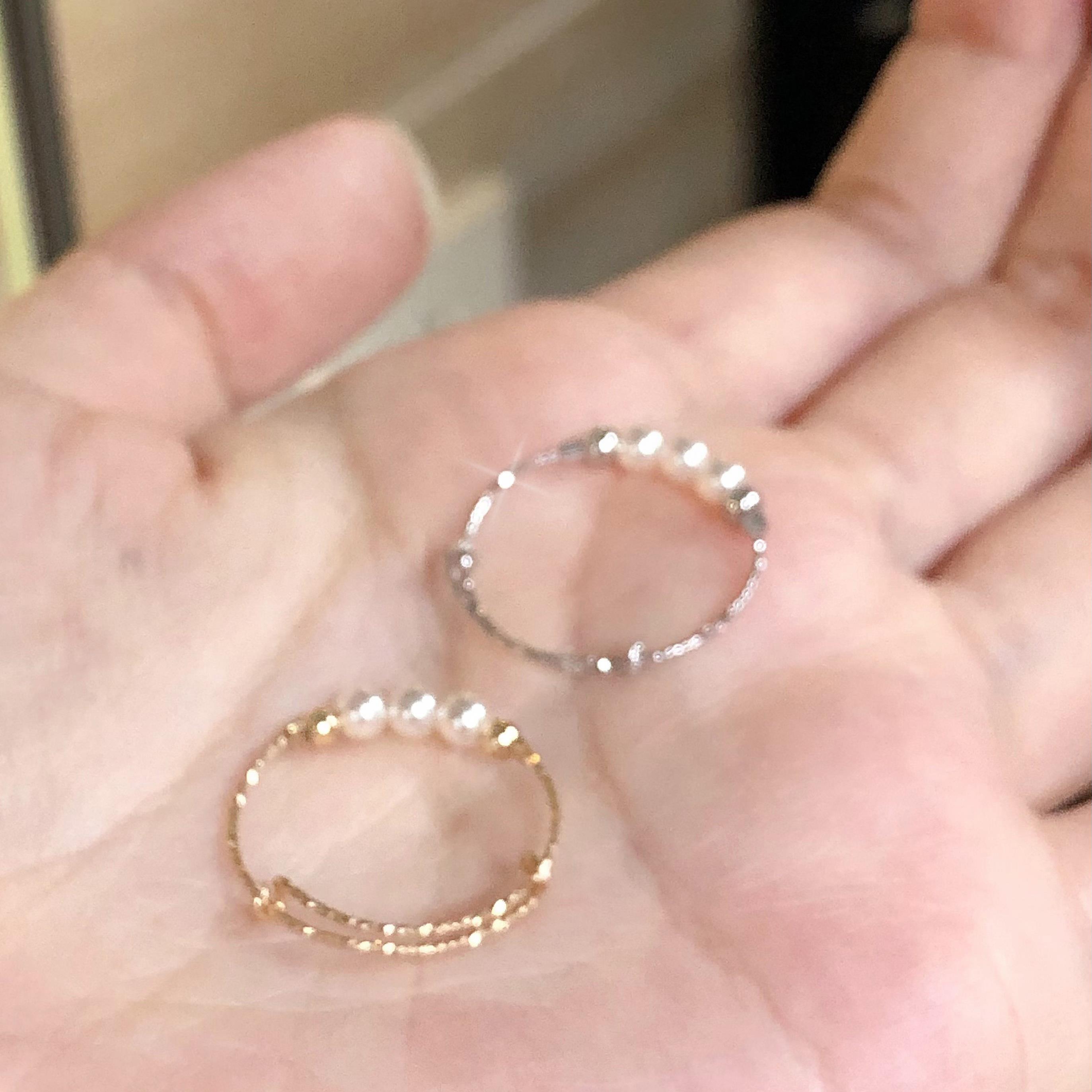 素圈戒指女小众设计感S925纯银轻奢小众时尚独特个性简约珍珠指环