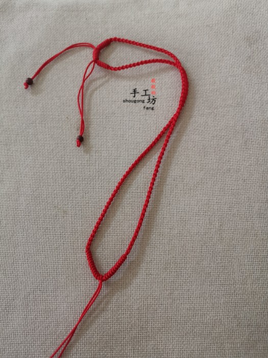 传统中国红本命年项链绳四股辫金刚结编织水晶玉石坠子颈挂绳定制