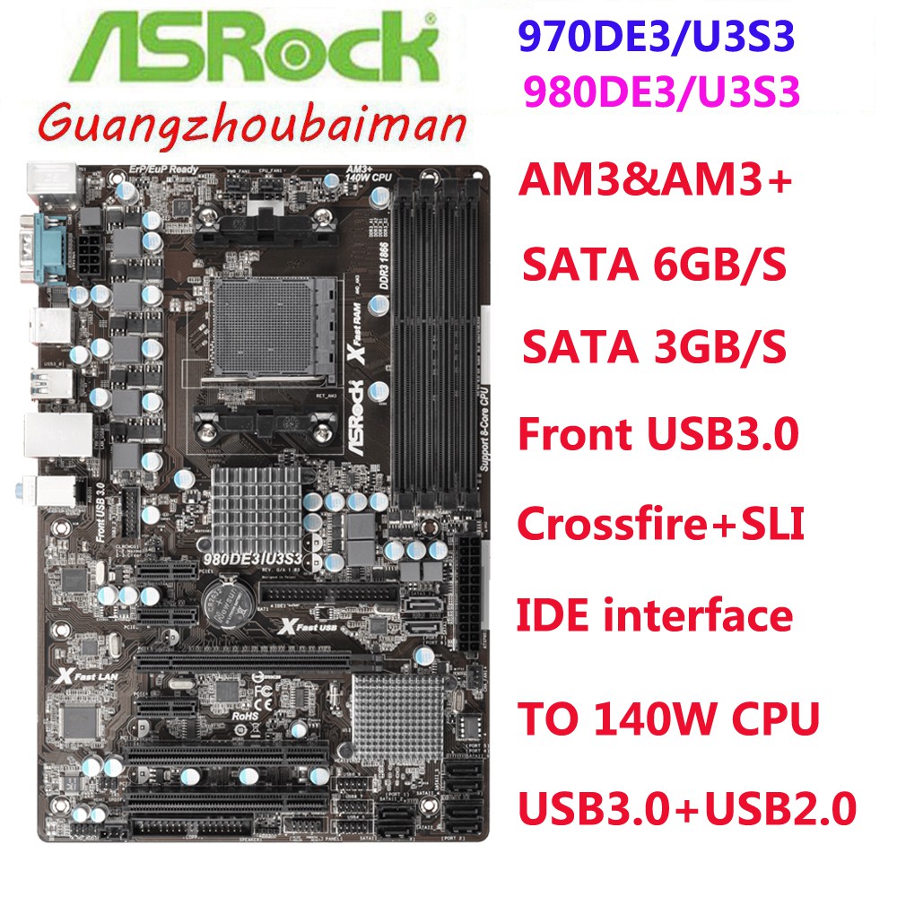 ASROCK/华擎科技 980DE3/U3S3开核SATA3 USB3.0 IDE  AM3+ 推土机