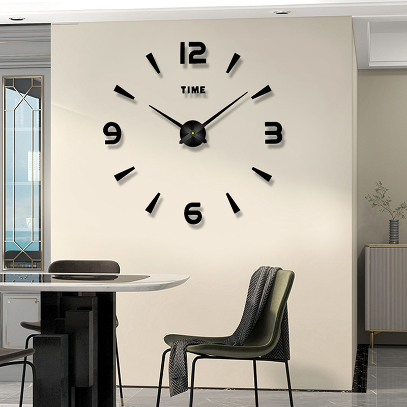 免打孔极简挂钟餐厅现代简约3D立体创意时钟玄关静音数字指针钟表