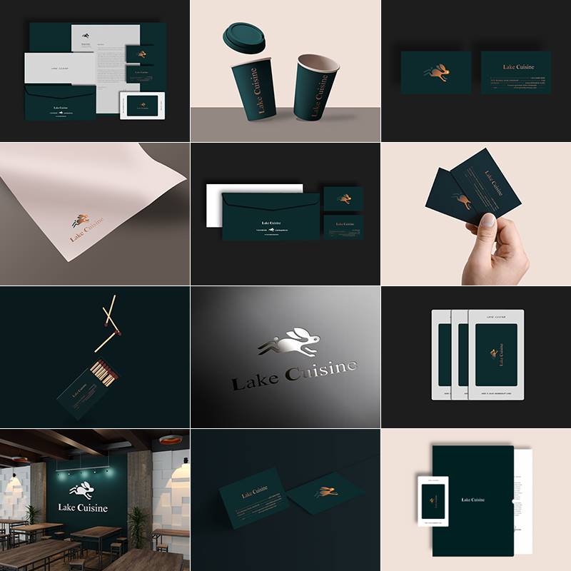 文创酒店餐饮品牌名片信封VI提案贴图样机LOGO标志PS设计素材模板