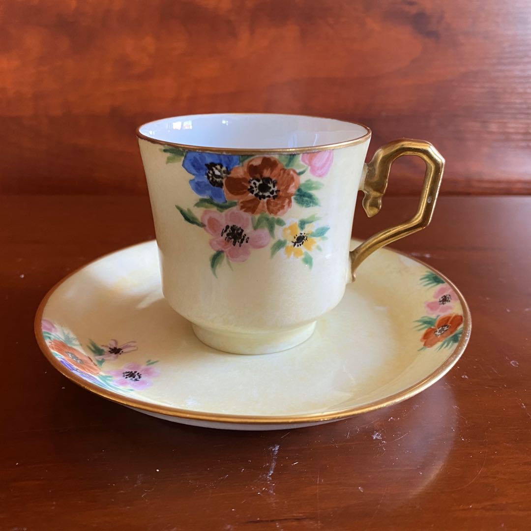 法国利摩日 Limoges 古董收藏瓷器重鎏金下午茶杯 手绘浓缩咖啡杯