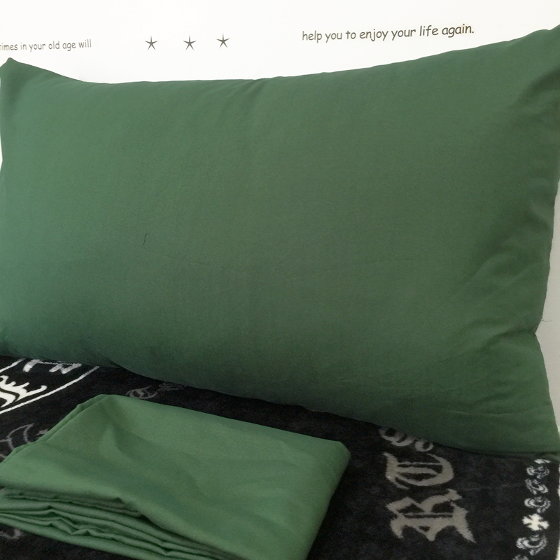 一对装 纯色枕套枕头套枕芯套48*74cm墨绿色深绿暗橄榄葱绿翡翠绿