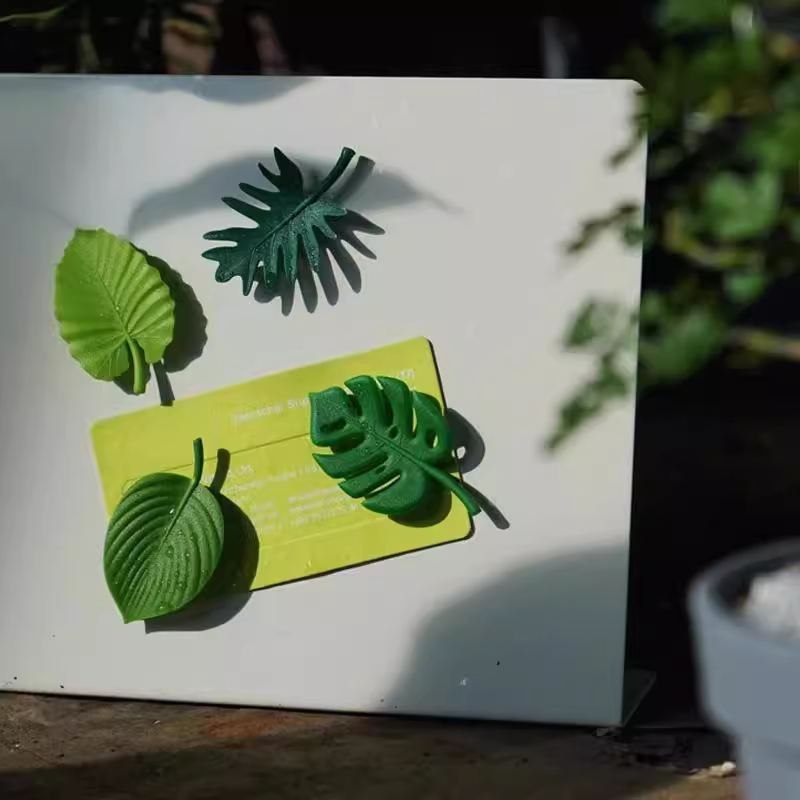 4个吸铁石磁力冰箱留言磁贴创意龟背叶小巧可爱绿植叶子趣味装饰