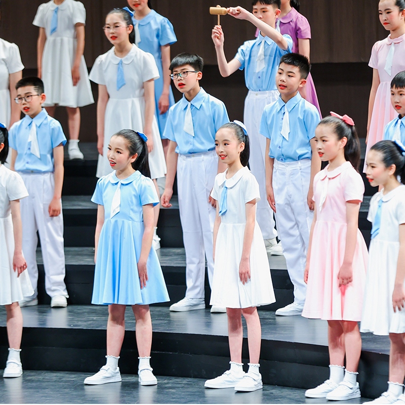 儿童合唱服装演出服男女童礼服中小学生表演朗诵纱裙大合唱团