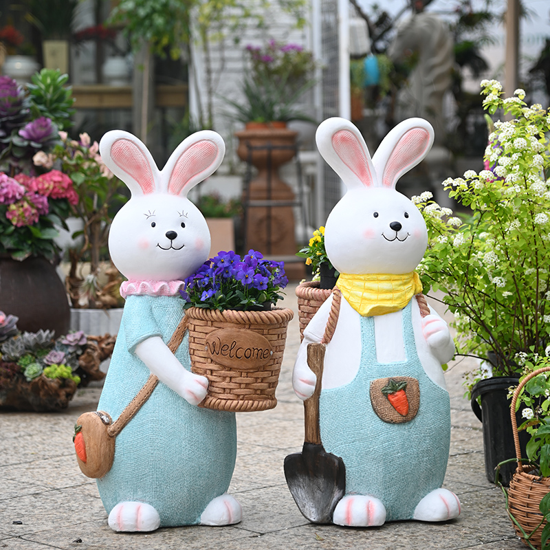 户外创意可爱卡通兔子摆件花园装饰幼儿园植物角阳台庭院动物雕塑
