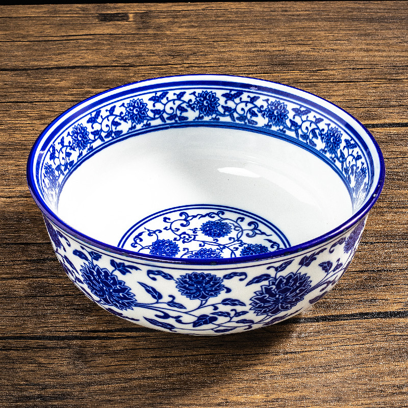青花瓷面碗商用牛肉拉面碗烩面复古中式粥汤碗家用陶瓷韩式拌面碗