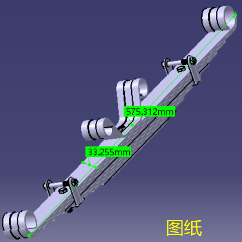 多片式汽车钢板弹簧悬架3D三维几何数模型非独立式悬挂stp图纸