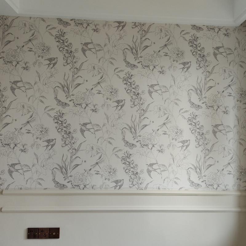 2024复古法式小红书轻奢燕子动物素描墙布壁画民宿宾馆中世纪壁纸