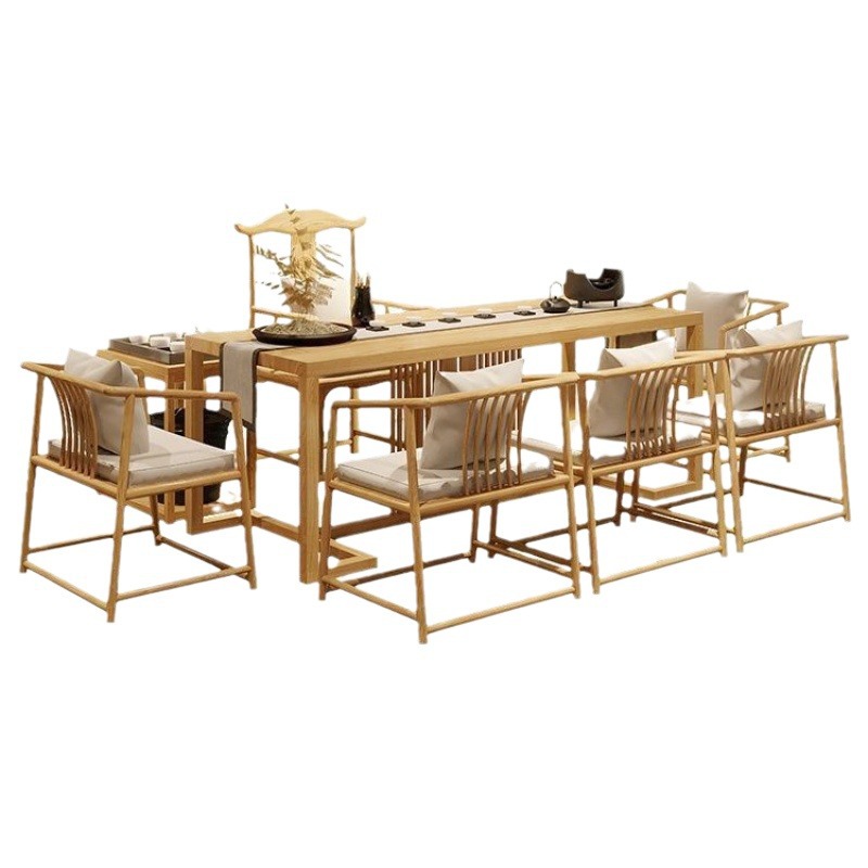 定制新中式茶桌椅组合茶艺桌现代简约实木豪华椅子实木茶台官帽椅