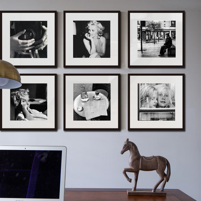 黑白摄影艺术装饰画现代简约客厅沙发背景墙照片墙壁画咖啡厅人物