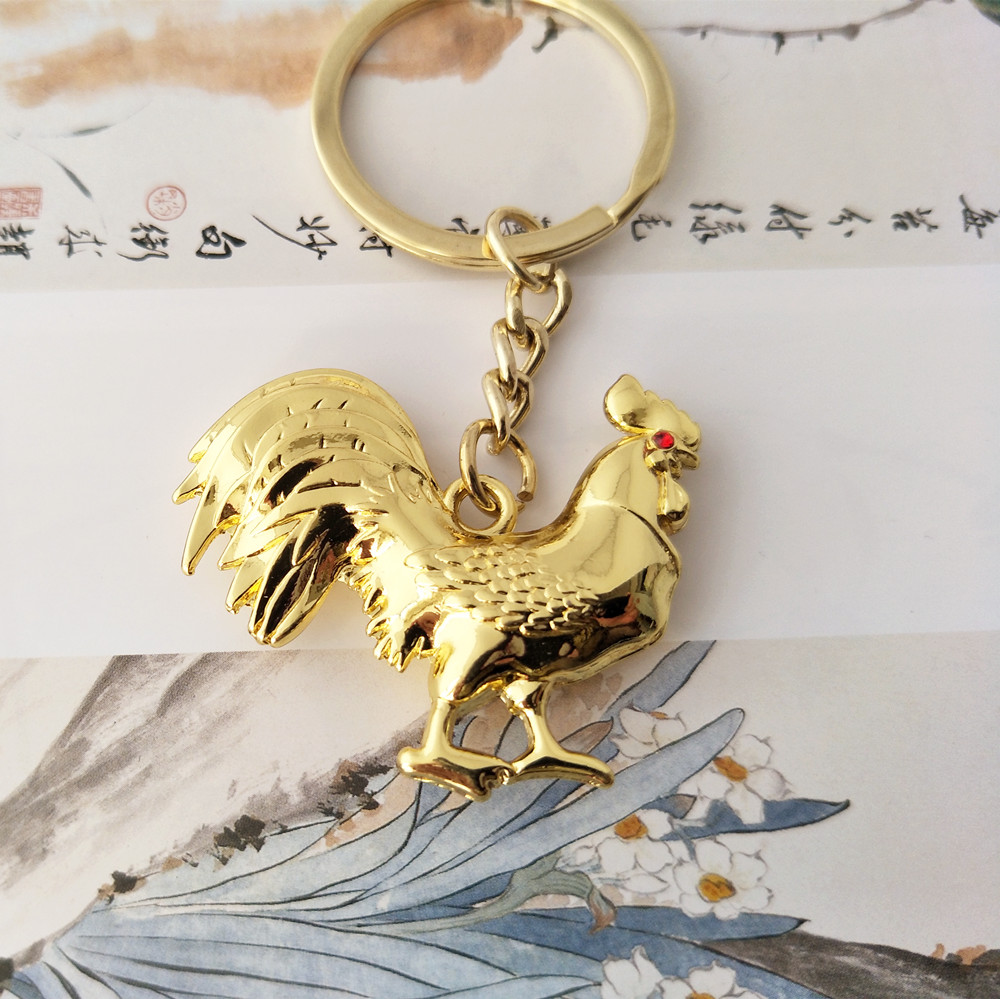 新款创意个性礼物金属鸡造型钥匙扣链情侣汽车链挂件刻字拍二送一