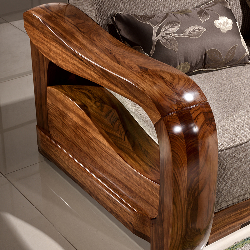 乌金木沙发全实木原木现代中式客厅家具123组合布艺真皮高端厚重
