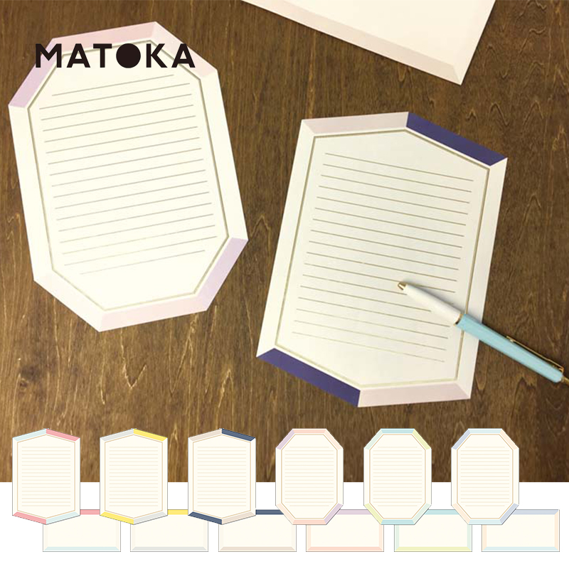 【特惠5折】MATOKA 宝石灵感造型信纸信封套装彩色烫金印刷创意设计朋友亲人爱人问候感谢邀请横线格式