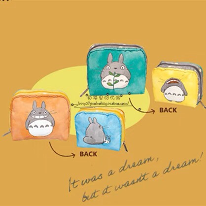 出口日本原单宫崎骏龙猫水彩画方形化妆包收纳包2色