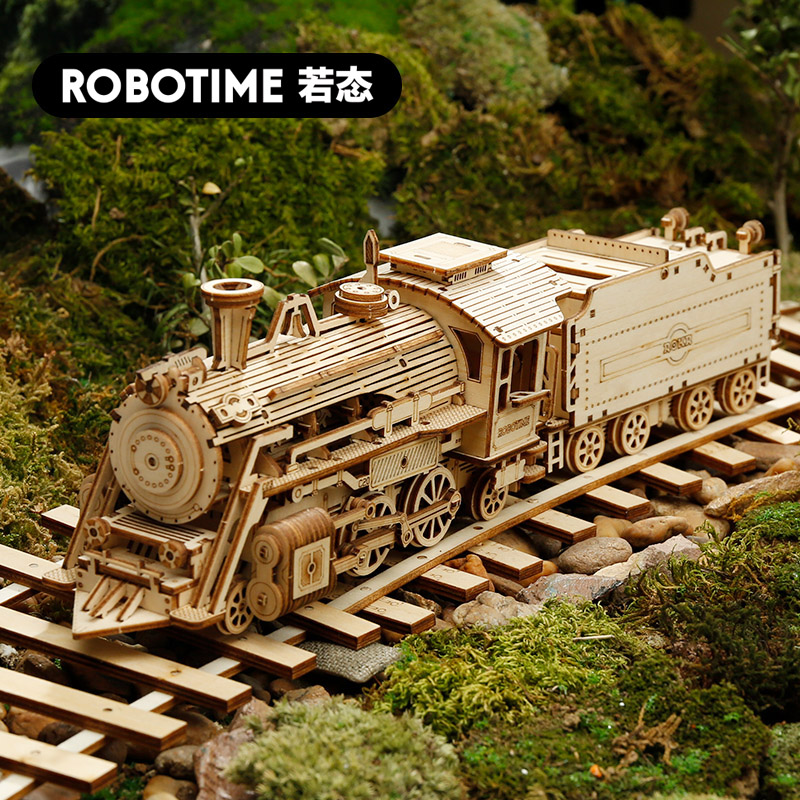 若态3D立体拼图木质模型木制蒸汽火车卡车吉普成年diy手工高难度