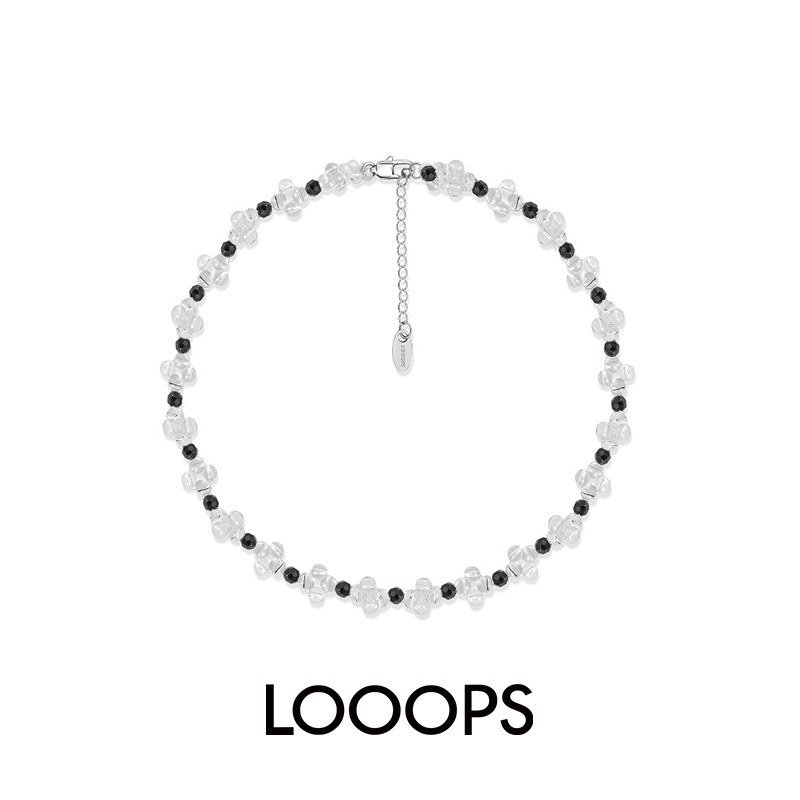 蔡卓宜同款 LOOOPS官方店天然水晶玉石小花拼接串珠项链 小众原创