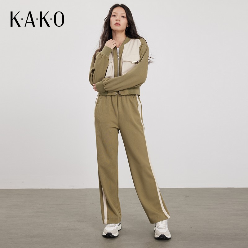KAKO高级时装套装秋冬新款时尚工装上衣休闲运动阔腿裤子女装