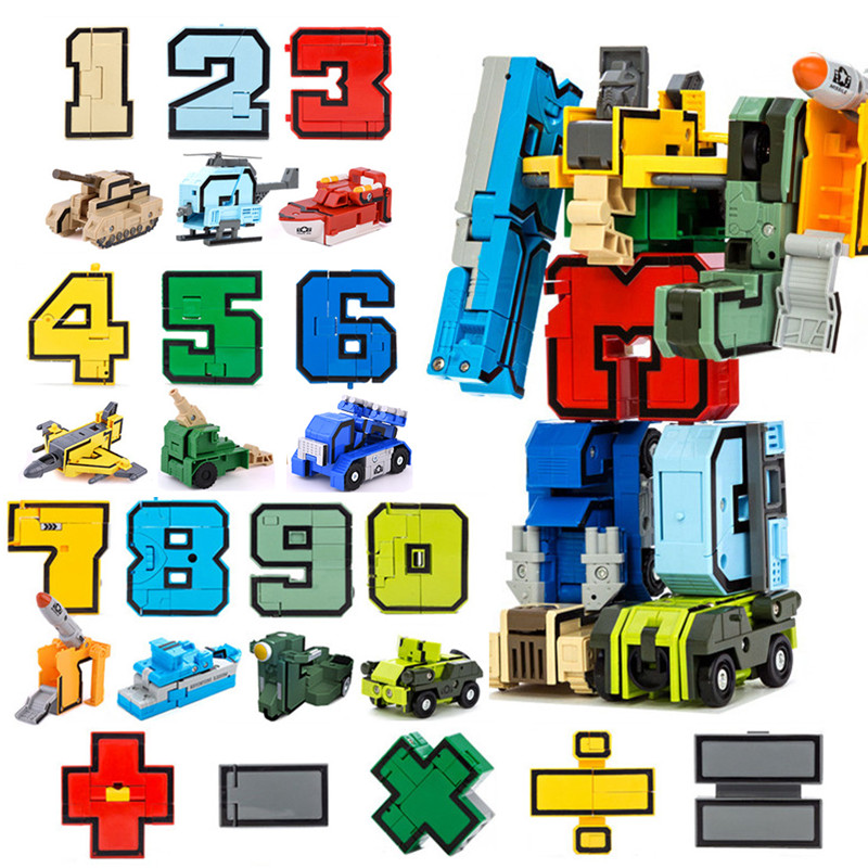 新乐新数字变形字母金刚战队合体拼装机器人机甲战神儿童益智玩具